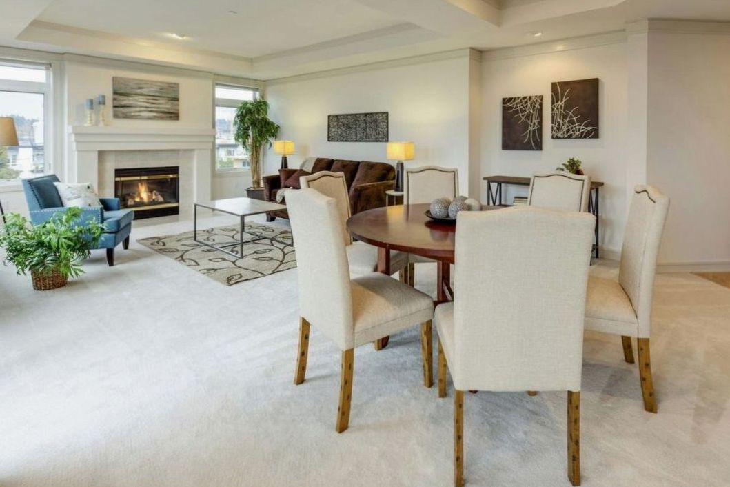 White and wood living room